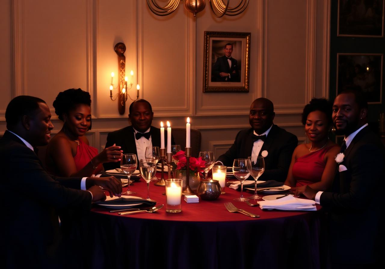 Members of Anaedo Social Club at a candlelit dinner